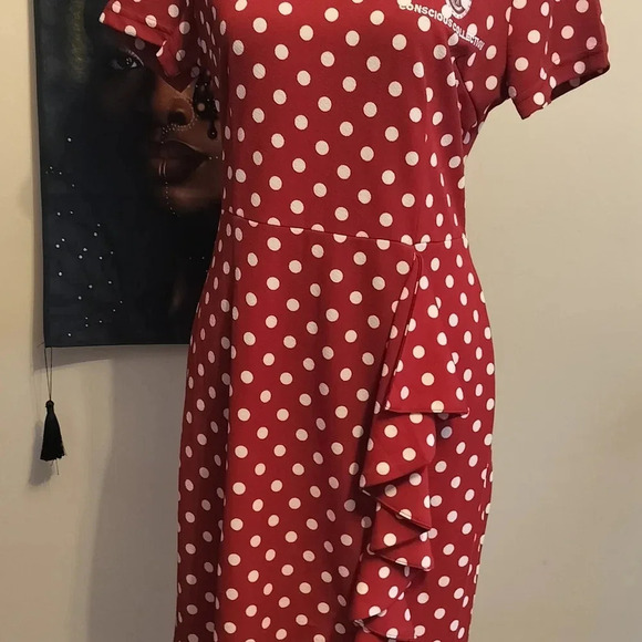 Conscious Collection Women's White And Red Polka Dot Dress Size Medium New - Picture 4 of 14